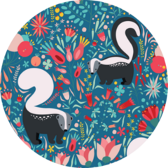 Pattern In Flat Style With Cartoon Floral Elements Sticker