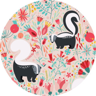 Pattern In Flat Style With Cartoon Floral Skunk Sticker