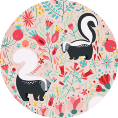 Pattern In Flat Style With Cartoon Floral Skunk Sticker
