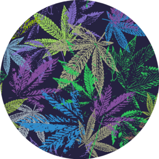 Pattern Of Leaves With Cannabis Leaves On Black Sticker
