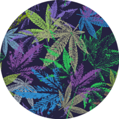 Pattern Of Leaves With Cannabis Leaves On Black Sticker