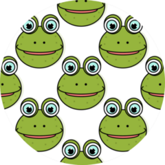 Pattern Of Smiling Frog On White Background Sticker