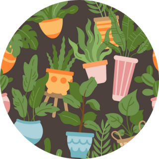 Pattern of Various Green House Plants Sticker