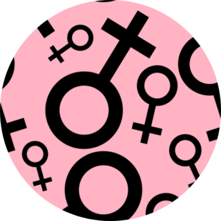 Pattern With Black Female Symbols On Pink Sticker