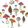 Pattern With Bright Colorful Mushrooms Sticker