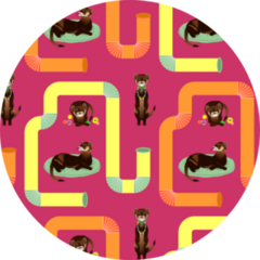 Pattern With Brown Ferrets On Colorful Background Sticker