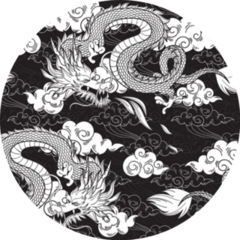 Pattern With Chinese Dragon And Clouds Sticker