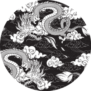 Pattern With Chinese Dragon And Clouds Sticker