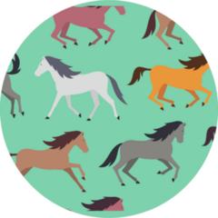 Pattern With Colorful Horses On Green Sticker