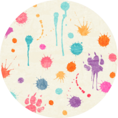 Pattern With Colorful Ink Splashes And Paw Prints Sticker