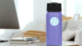 Pattern With Crabs On A Blue Background Sticker on a Water Bottle (New) example