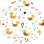 Pattern With Cute Baby Ducks Baby Background Sticker