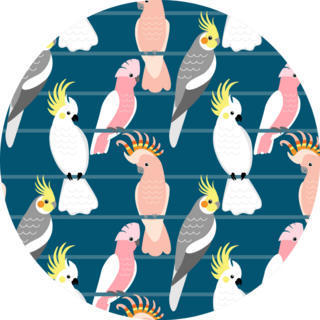 Pattern With Cute Cartoon Cockatoos Sticker