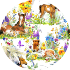 Pattern With Cute Horses On Summer Field Sticker