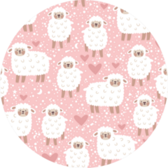 Pattern With Cute Sheep, Heart, Star And Dots Sticker