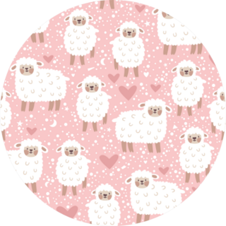 Pattern With Cute Sheep, Heart, Star And Dots Sticker