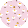 Pattern With Daisy Flowers And Bees Pink Sticker 