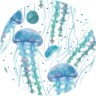 Pattern With Detailed Transparent Jellyfish Sticker