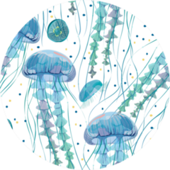Pattern With Detailed Transparent Jellyfish Sticker