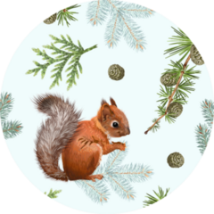 Pattern With Forest Branches and Squirrel Sticker
