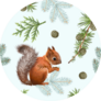 Pattern With Forest Branches and Squirrel Sticker