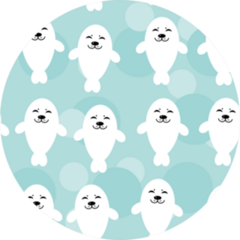Pattern With Funny Cute White Seals On A Blue Background Sticker