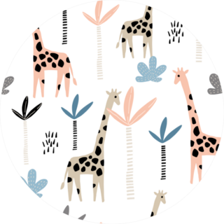 Pattern With Giraffe And Palms Trees Sticker