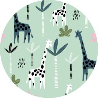 Pattern With Giraffe On Green Sticker