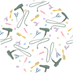 Pattern With Groomer Salon Tools Sticker