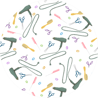 Pattern With Groomer Salon Tools Sticker