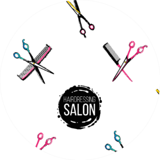 Pattern With Hairdressing Salon Logo Sticker