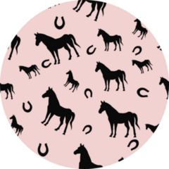 Pattern With Horse And Horseshoe On Pink Sticker