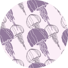 Pattern With Jellyfish On Purple Sticker