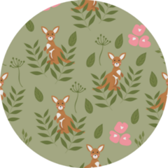 Pattern With Kangaroos And Flowers Sticker
