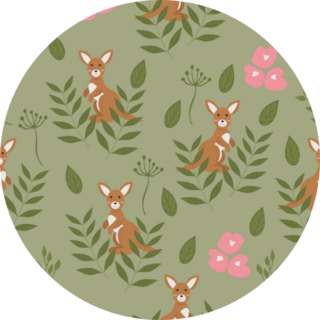 Pattern With Kangaroos And Flowers Sticker