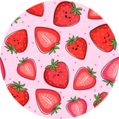 Pattern With Kawaii Strawberry Summer Fruits Sticker