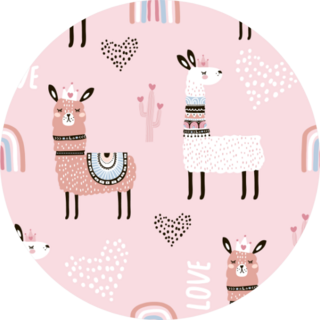 Pattern With Llama Princess Hearts Sticker
