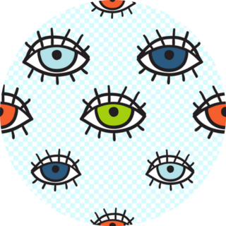 Pattern With Orange, Blue and Green Eyes Sticker
