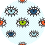 Pattern With Orange, Blue and Green Eyes Sticker