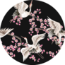 Pattern With Pink Sakura Branches And Cranes Sticker
