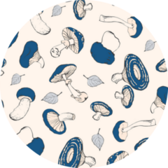 Pattern With Poisonous And Edible Mushrooms In Blue Sticker