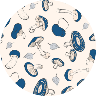 Pattern With Poisonous And Edible Mushrooms In Blue Sticker