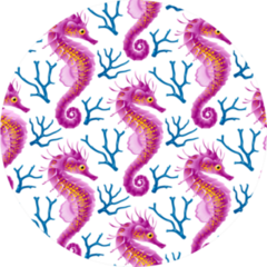 Pattern With Purple Seahorse Sticker