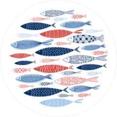 Patterned School of Fish Circle Sticker