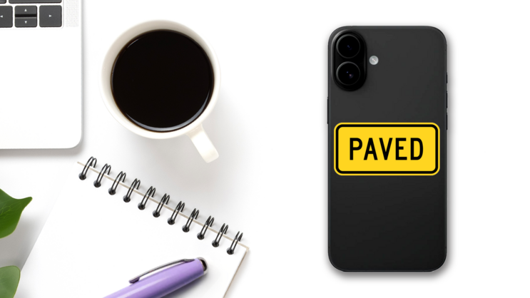 Paved Sticker on a Phone (New) example