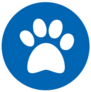 Paw Print In Blue Circle Sticker