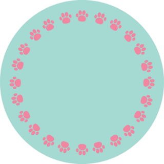 Paw Print Round Frame Pink And Blue Sticker