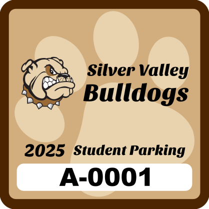 Paw Print Square School Parking Permit Sticker