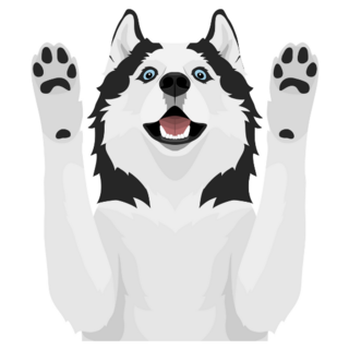 Paws Up Husky Sticker