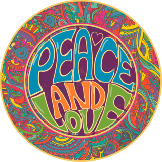 Peace And Love Hippie Circle Sticker